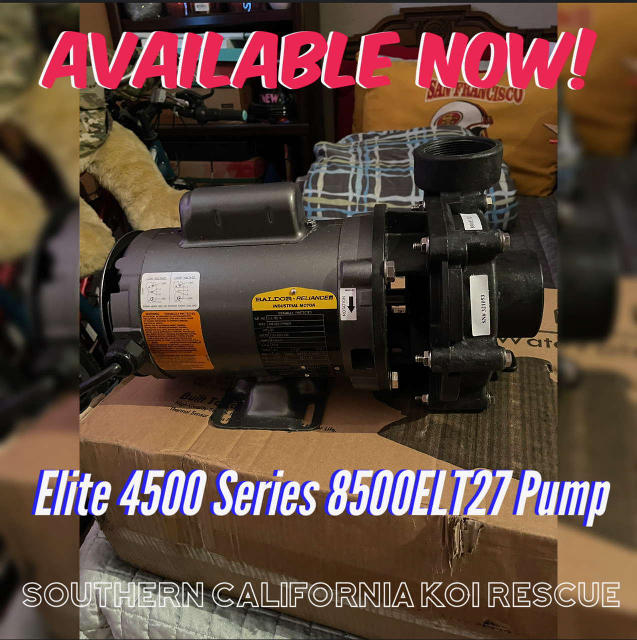 Elite 4500 Series 1/2 HP 8500 GPH External Pump (New)